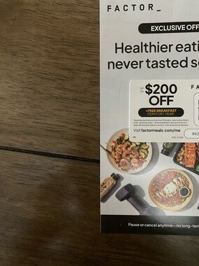 Factor Meals Promotional Flyer - White Background with Food Images